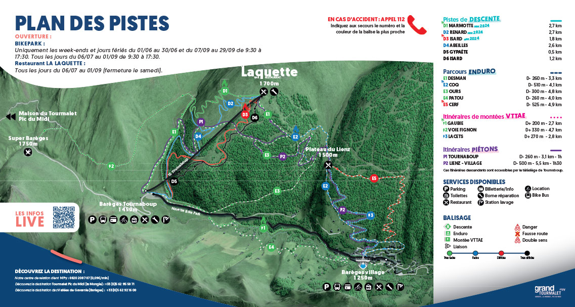 Plan des pistes Bike Park Barèges