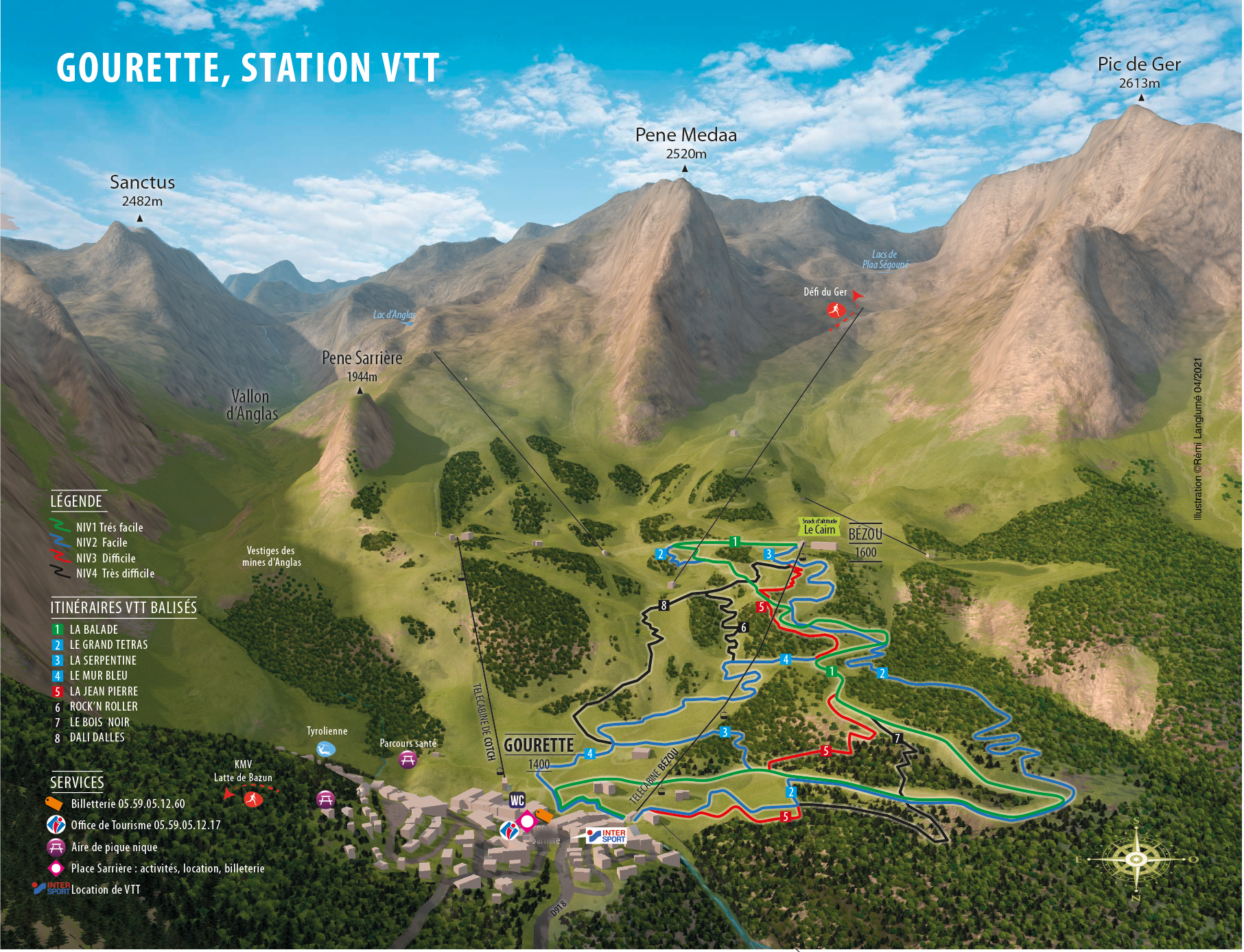 Plan des pistes Gourette Enduro Park