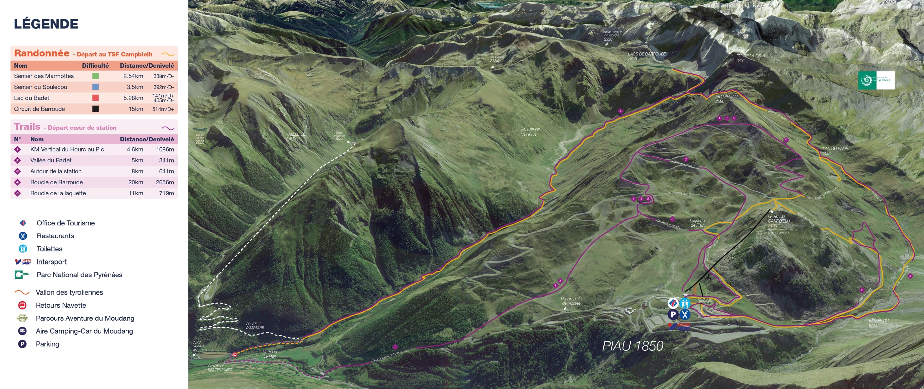 Plan des pistes randonnées